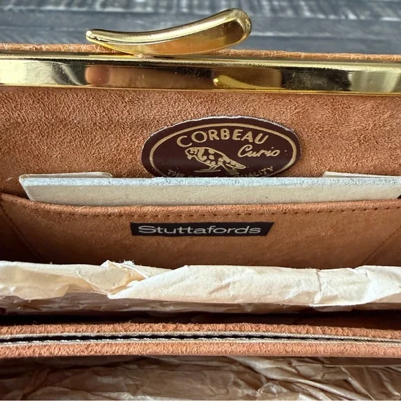 NWT Vintage Corbeau Curio Ostrich Kisslock Clutch - Picture 8 of 11